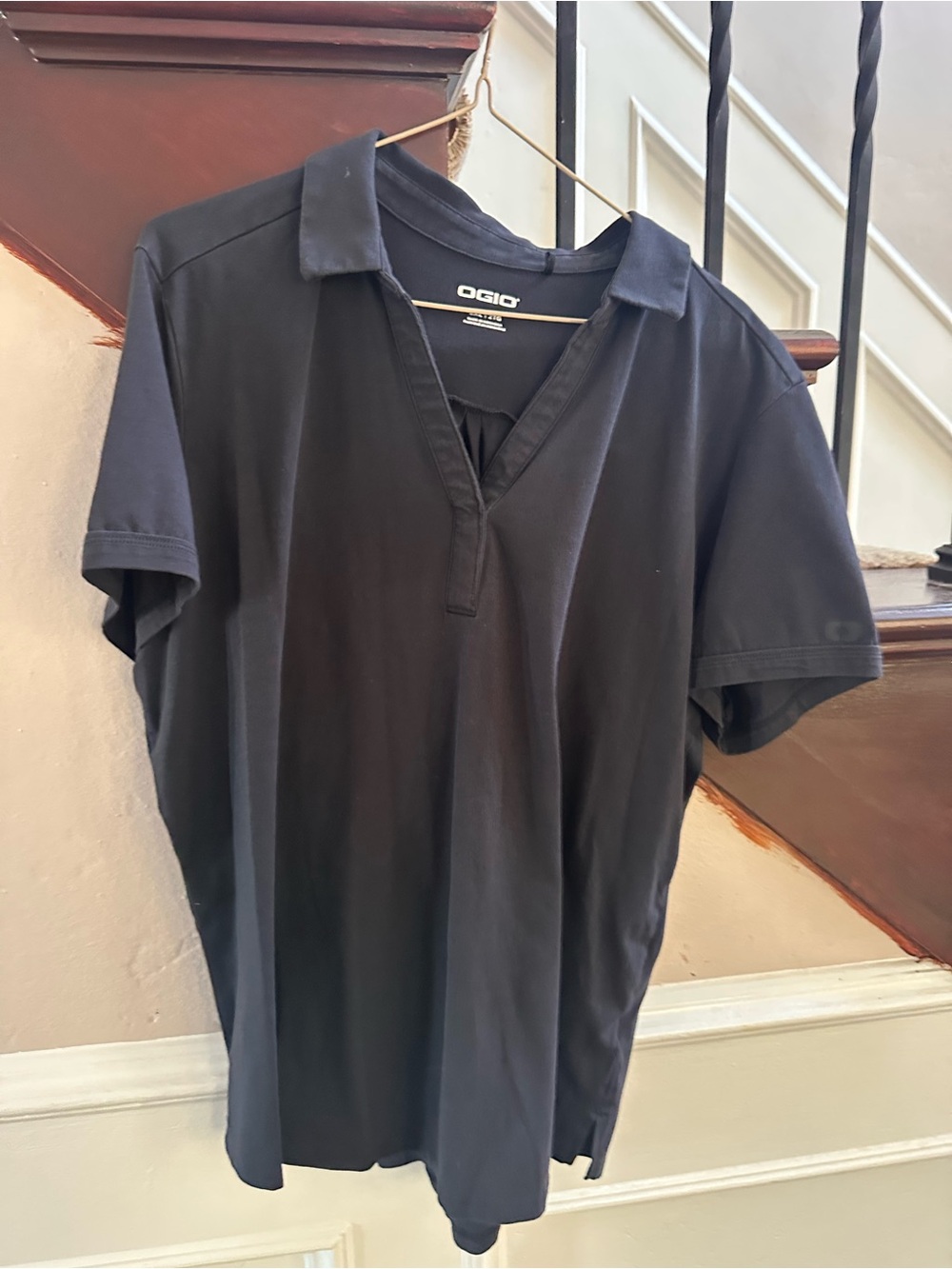 OGIO Black Short-Sleeve Open V-Placket Polo